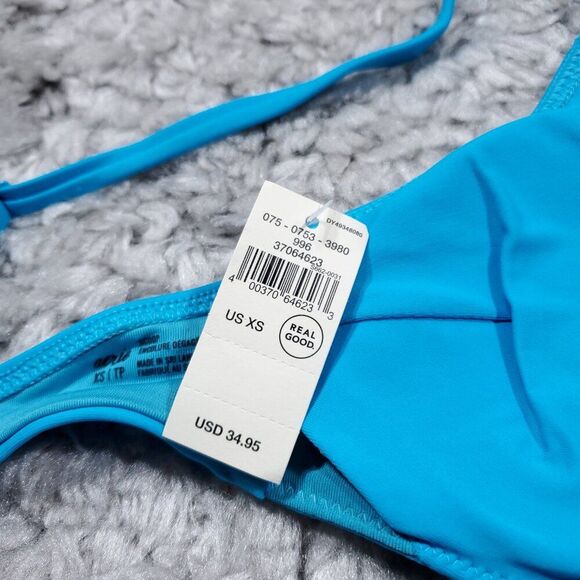Aerie Twist Scoop Bikini Top Size XS Real Good Blue Padded Lined - Picture 7 of 7